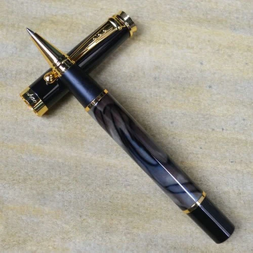 Бесплатная Доставка-1 Шт. Серый и Черный ролика шариковая Ручка золотой зажим Jinhao