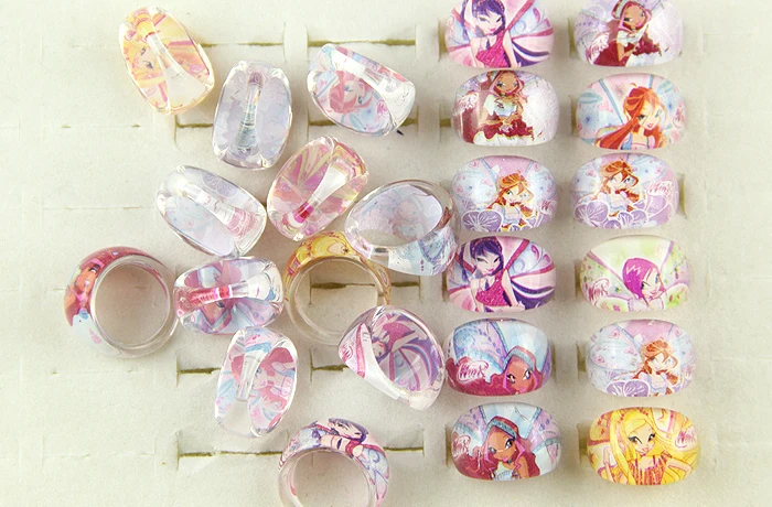 Оптовая продажа 10 шт. милые детские кольца с героями мультфильмов для девочек