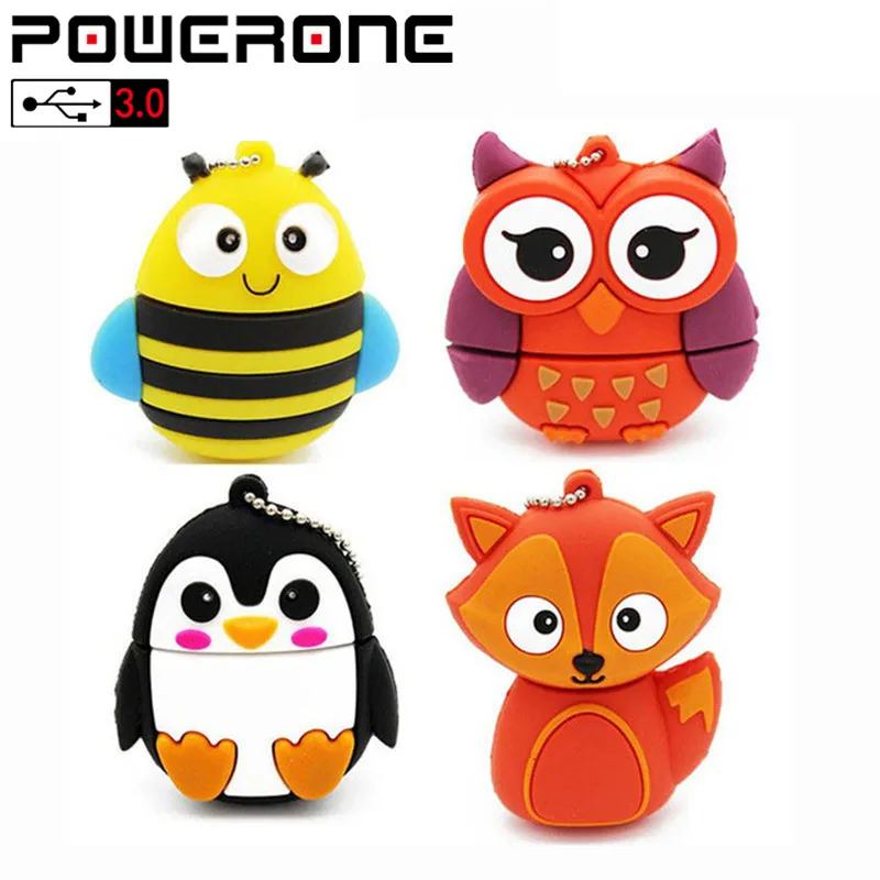 POWERONE USB 3,0,, Пингвин, Сова, лиса, флеш-накопитель, мультфильм, usb флеш-накопитель, флешка, 64 ГБ, 16 ГБ, 32 ГБ, U диск, карта памяти животных, подарок