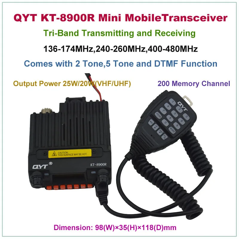 Мини Мобильный приемопередатчик QYT KT 8900R KT8900R трехдиапазонный мобильный