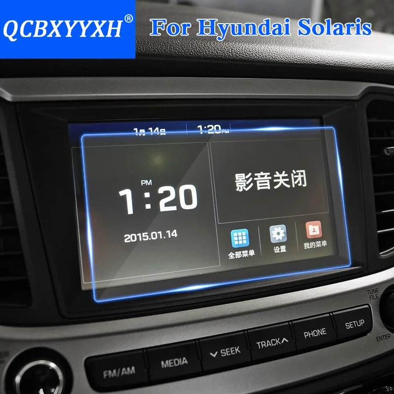 Стеклянная защитная пленка QCBXYYXH для Hyundai Solaris Стайлинг автомобиля GPS навигация