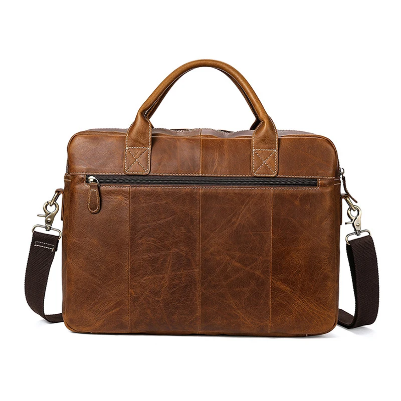 2018 New Men Briefcases Genuine Leather Men's Handbag Vintage Laptop Briefcase Business Messenger Shoulder Bags Men's Bag
