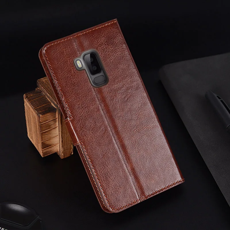 Кожаный чехол для Bluboo S8 + откидной Чехол-кошелек с подставкой и держателем