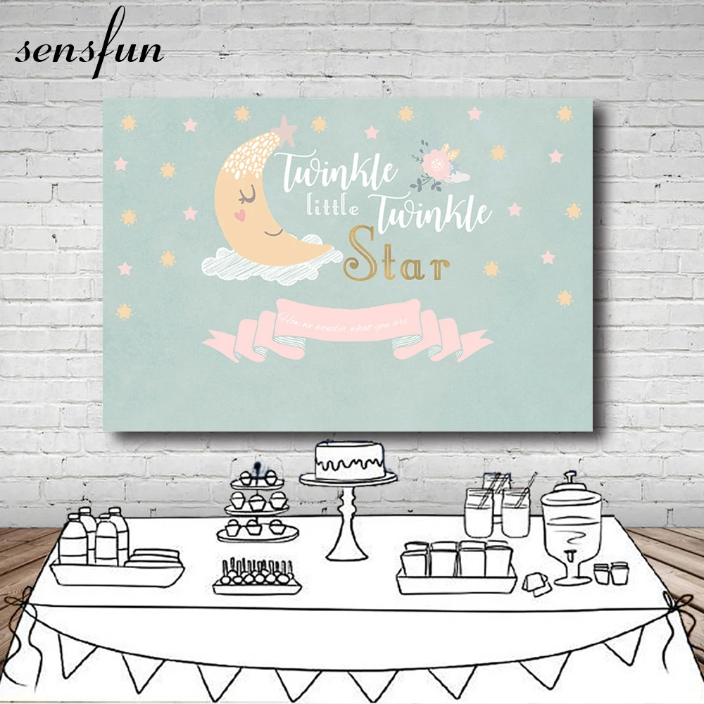 Sensfun шалфный цвет детский душ фон мерцающие маленькие звезды День Рождения