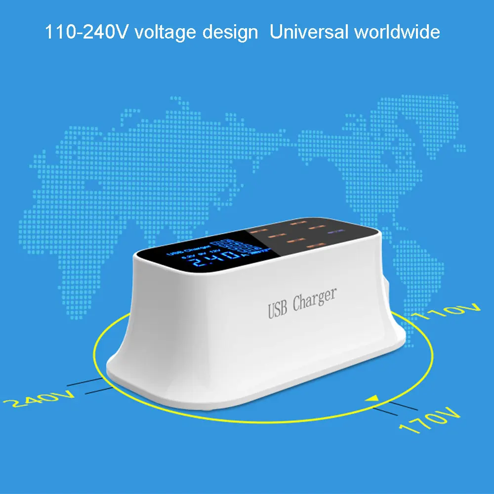 Быстрая зарядка 3,0 Смарт USB зарядное устройство для iphone samsung Тип C Выходная станция светодиодный дисплей адаптер питания для быстрой зарядки рабочего стола