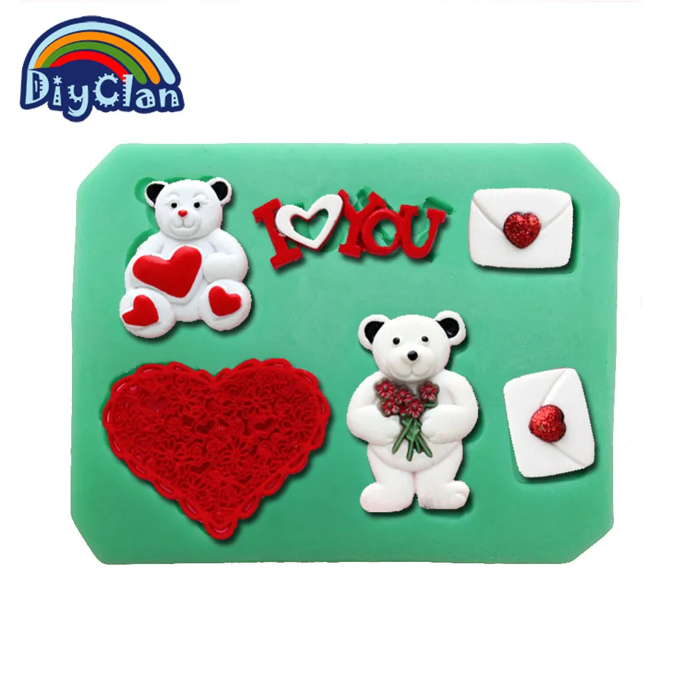 DIY силиконовая форма Медведь для тортов с мастикой на День святого Валентина