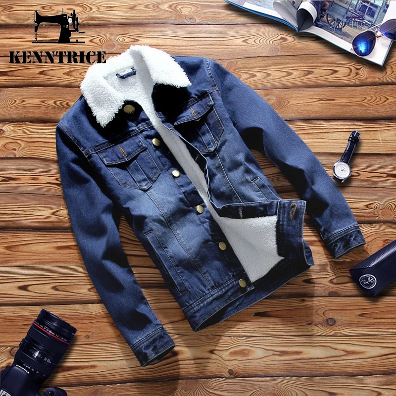 Джинсовая куртка Kenntrice Мужская джинсовая на осень и зиму 2017 Мужское пальто из
