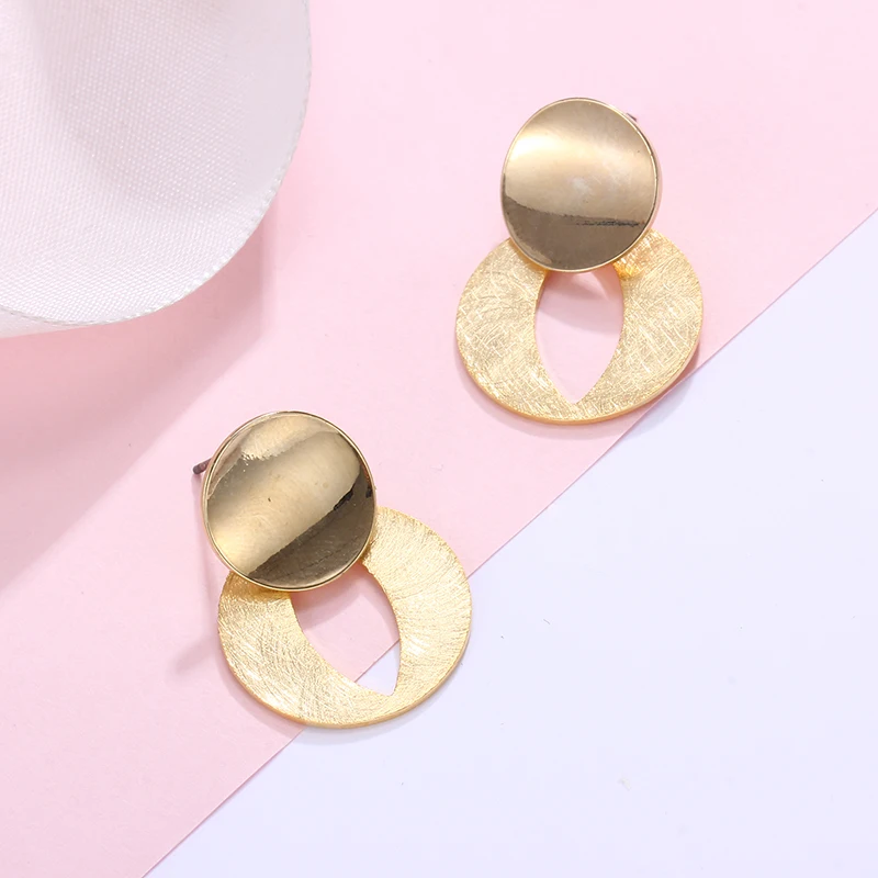 HONGYE Gold Earrings Fashion Jewelry Alloy Material Oval Hollow Out Drop Dangling for women Vintage Brincos | Украшения и