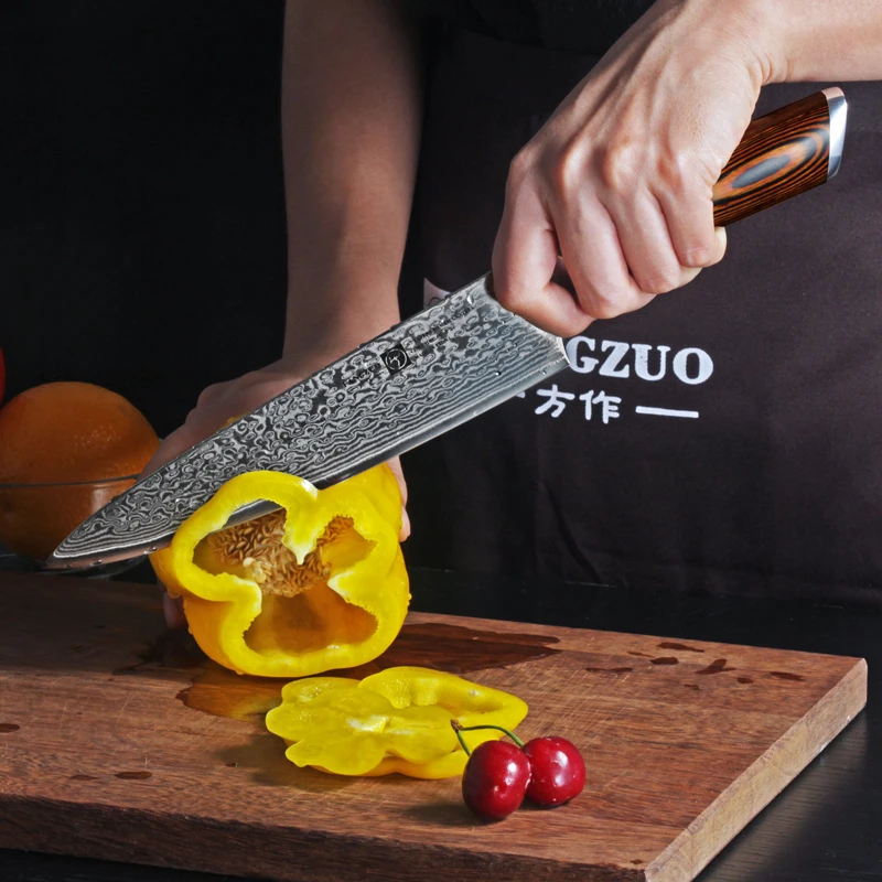 Ножи FANGZUO из дамасской стали шеф повар японский кухонный нож дамасская рукоятка