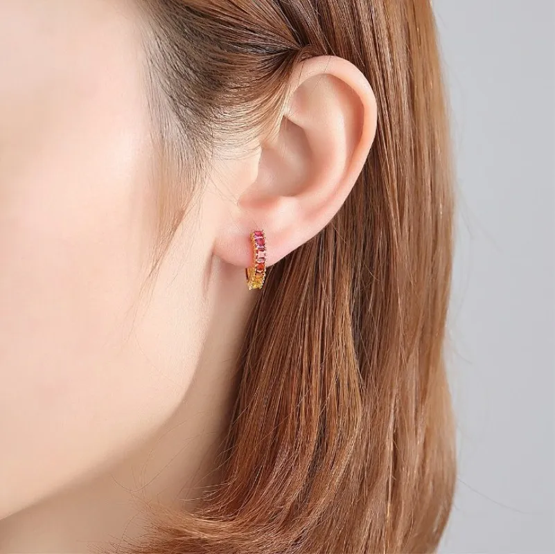 Женские серьги гвоздики FOSIR из стерлингового серебра 925 пробы с розовым