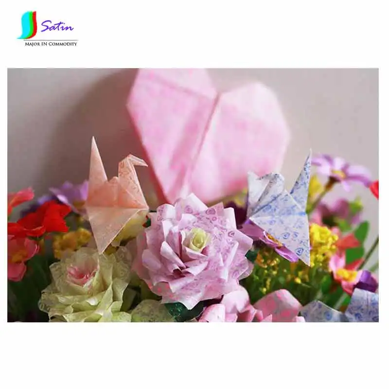 Разноцветные квадратные декоративные звезды/розы/Бумажные краны S0015H 5/7/9 см|paper