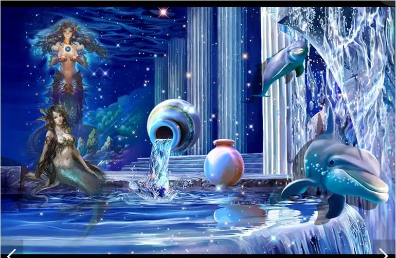 3d фотообои на заказ настенные фрески с изображением красивой рыбы кристаллами