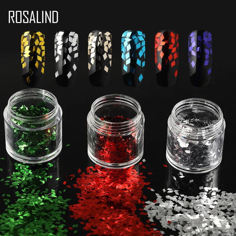 ROSALIND блестящая Пыль для ногтей ромбовидная пудра с пайетками 1 коробка украшения