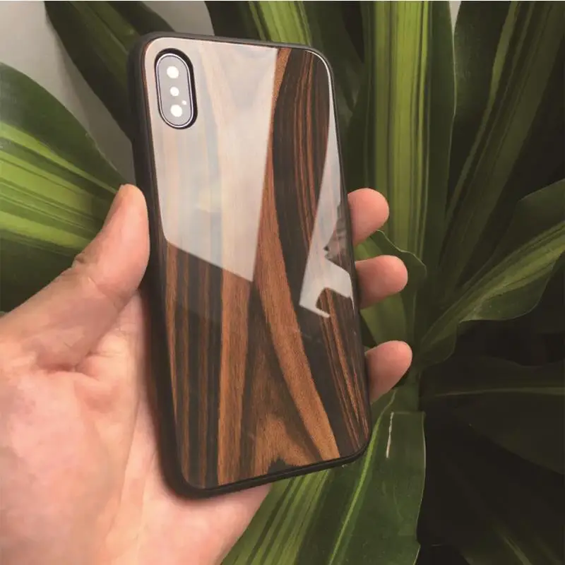 OUTMIX деревянная Смола стеклянные чехлы для телефонов iPhone 6 6S Plus 7 8 X XS MAX XR 5s SE мягкая