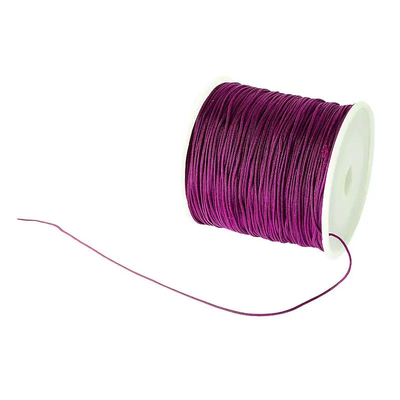 Purple 100 ярд(91 м)/рулон 0,8 мм плетеный нейлоновый шнур имитация шелковая нить Бисероплетение нить DIY ювелирное ожерелье Фурнитура - Цвет: Purple