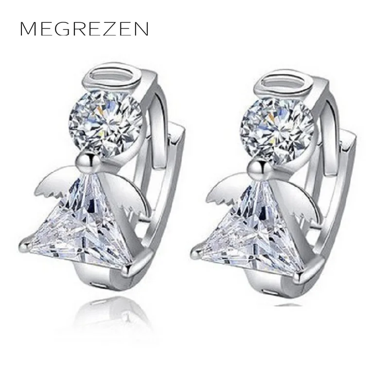 MEGREZEN Angel Wings Stud Earring Cute Earrings With Cubic Zirconia For Women Bijouterie Brincos Para As Mulheres Ye025 | Украшения и
