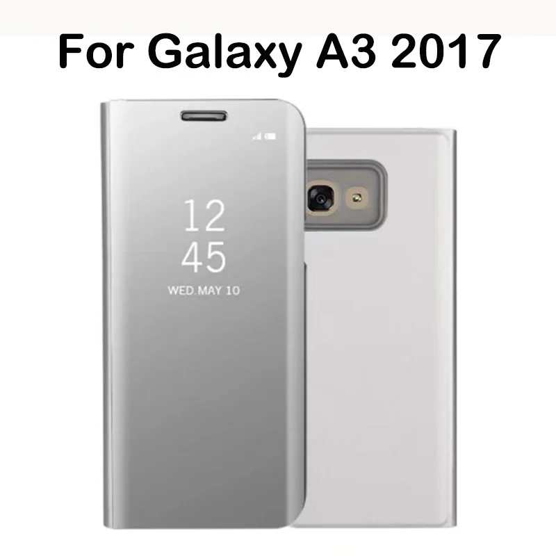 Зеркальное гальваническое покрытие кожаный чехол для Samsung Galaxy A3 2017 SM A320F