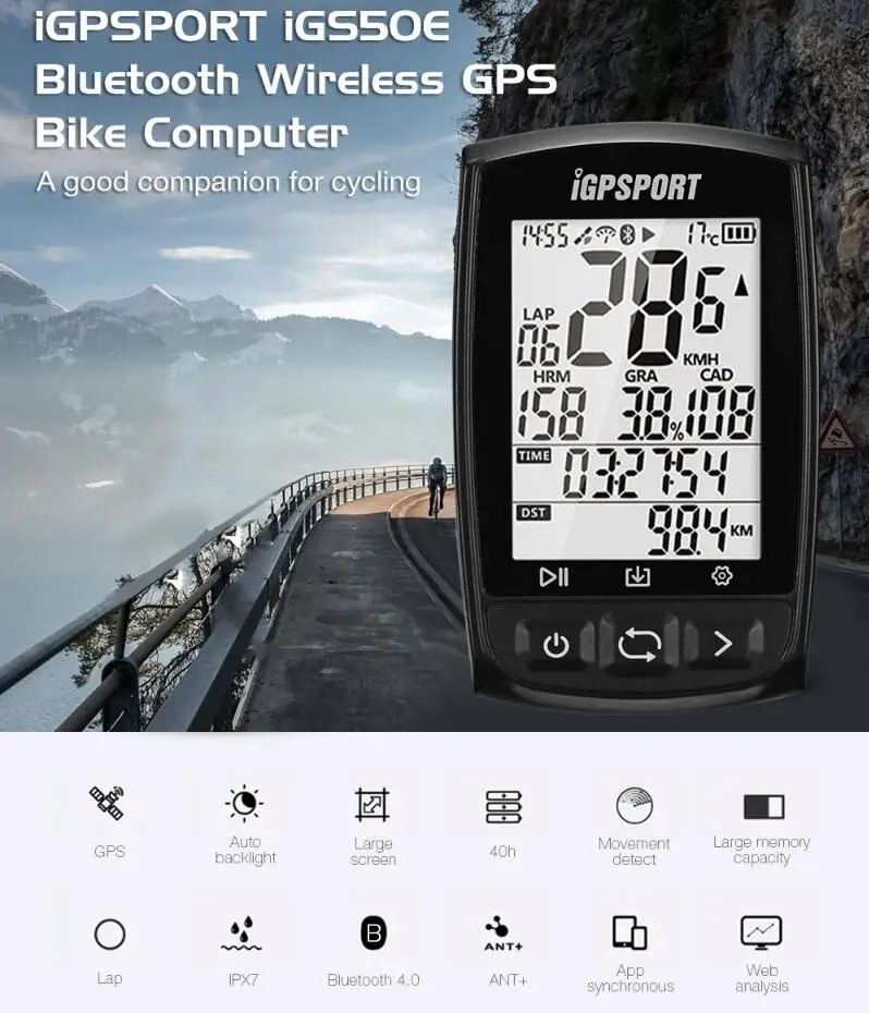 IGPSPORT iGS50E Bluetooth беспроводной водонепроницаемый gps велосипедный компьютер данные в реальном времени