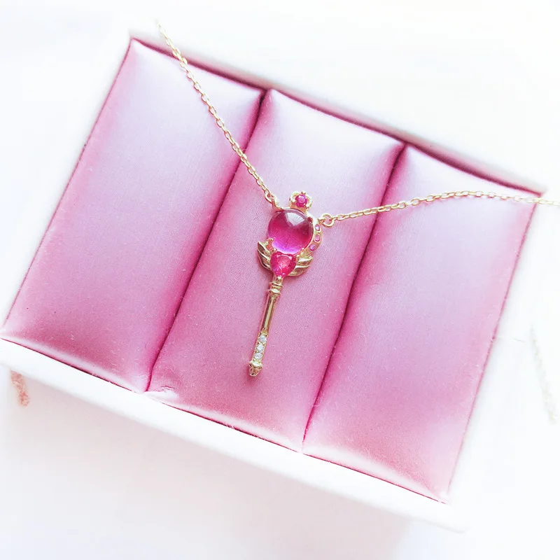 Аниме мультфильм Сейлор Мун ожерелье Золото Эмаль Кролик Ключ Усаги Цукино