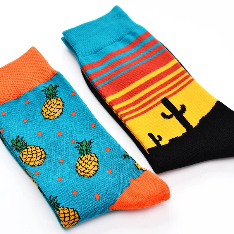 Модные хлопковые мужские Носки Happy Sox в стиле кактуса ананаса пиццы хип-хоп