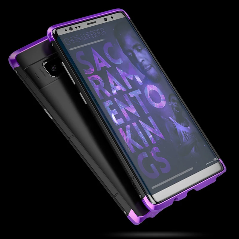 360 противоударный защитный чехол для samsung Galaxy Note 8, чехол s 2 в 1, алюминиевый металлический бампер+ жесткий чехол из поликарбоната