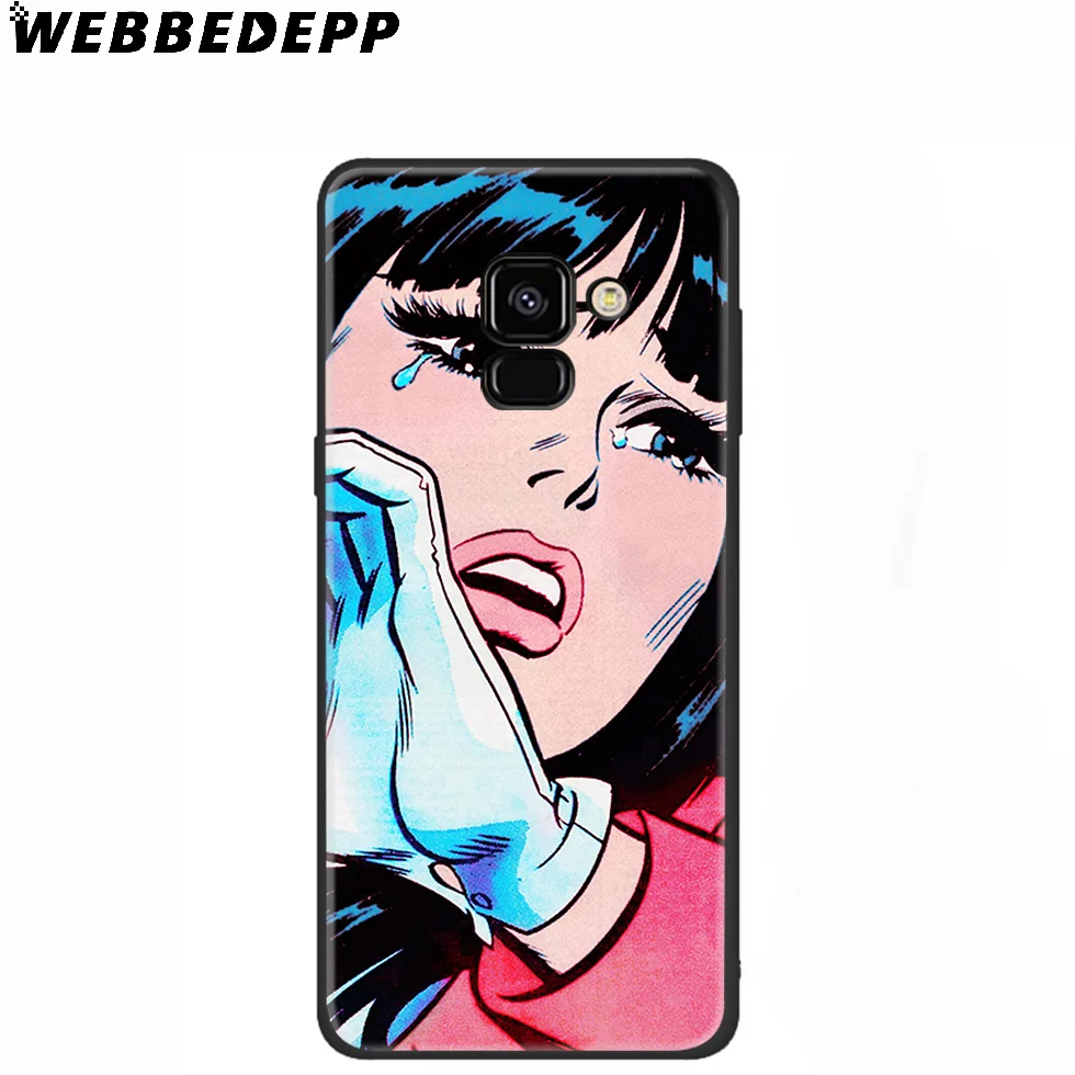 WEBBEDEPP Crying Comic Girl Sad Silicone Case for Samsung Galaxy A3 A5 A6 A7 A8 A9 A10 A20 A30 A40 A50 A70 M10 M20 M30 |