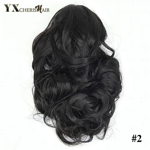 2 YXCHERISHAIR, 10 дюймов, заколки для волос, конские хвосты, синтетические кудрявые вьющиеся волосы для наращивания, для женщин, девушек, натуральные, черные, светлые, коричневые - Цвет: 2