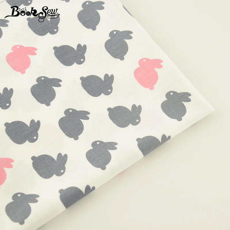 Booksew 100% хлопок саржевая ткань милые кролики узор домашний текстиль швейная Tecido