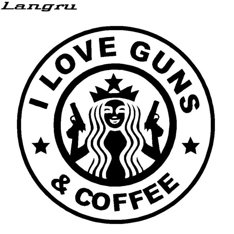 Langru I Love Guns And Coffee забавная виниловая наклейка на окно стильная для автомобиля s