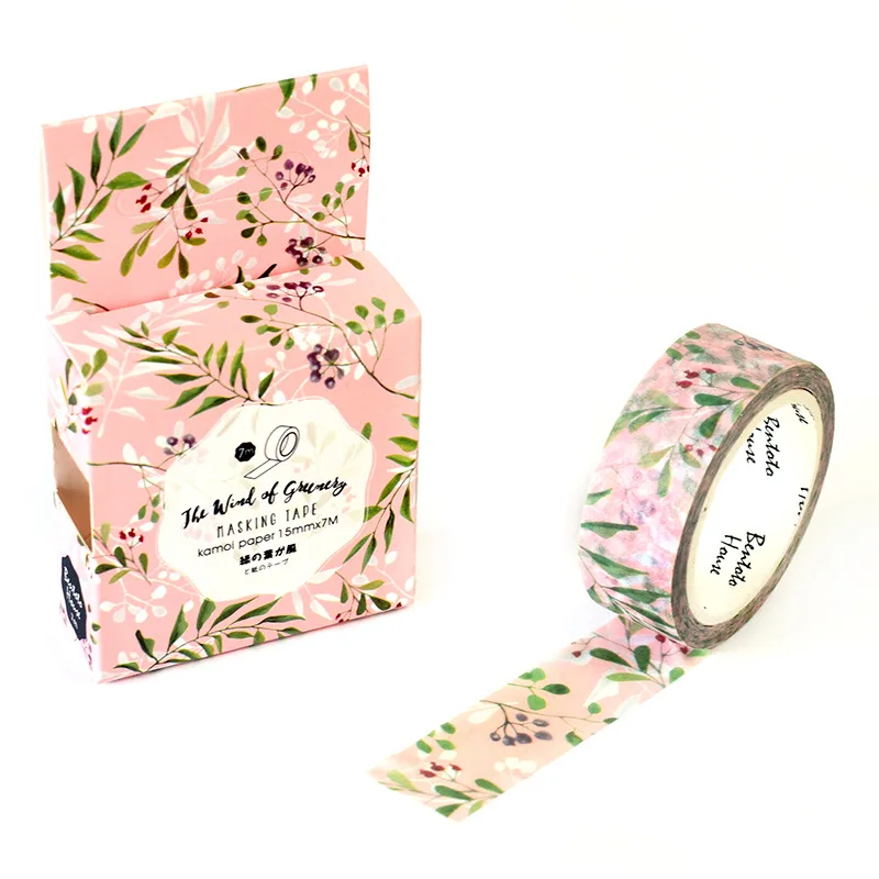 20 шт./лот DIY Washi Маскировочные ленты с зелеными листьями декоративные клейкие