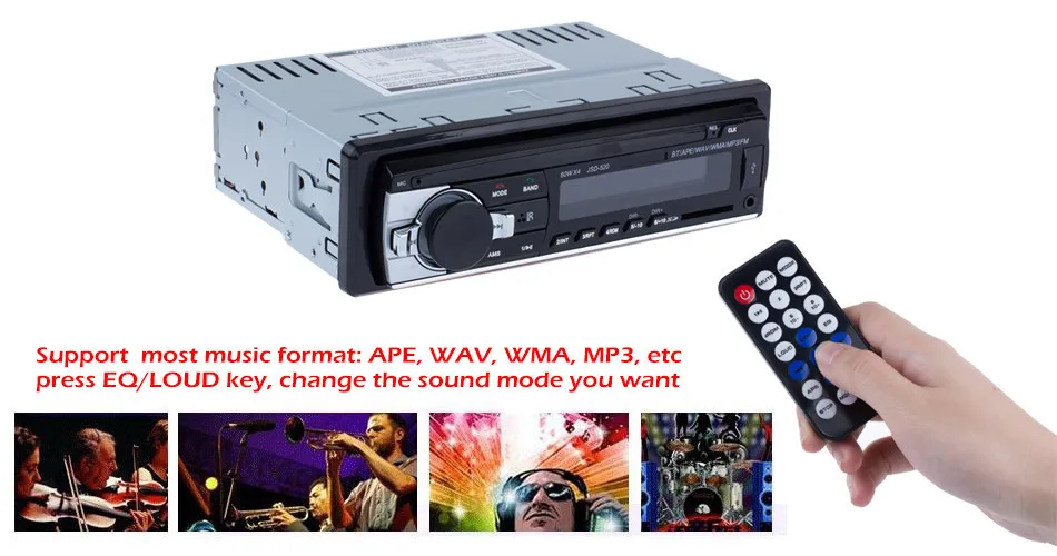 12 V автомобильный стерео Bluetooth FM радио MP3 аудио плеер Зарядное устройство USB/SD/AUX электроника для автомобиля сабвуфер в тире 1 DIN Aux аудио Вход приемник