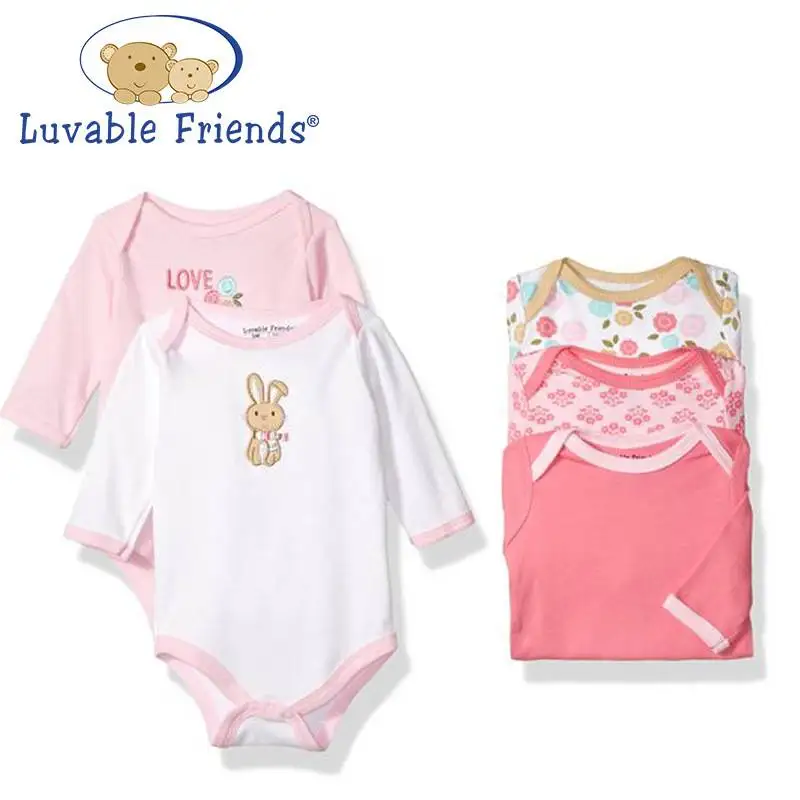 2016 New Baby Bodysuits 5PCS / LOT хлопка Мягкие младенца Девочки Мальчики Одежда с длинным