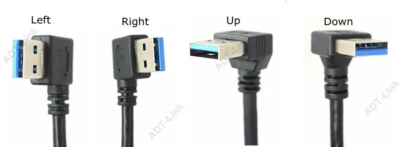 25 см USB3.0 локоть Кабель-адаптер Черный USB 3,0 вправо влево вверх вниз угол тип A штекер Micro B левый угловой разъем