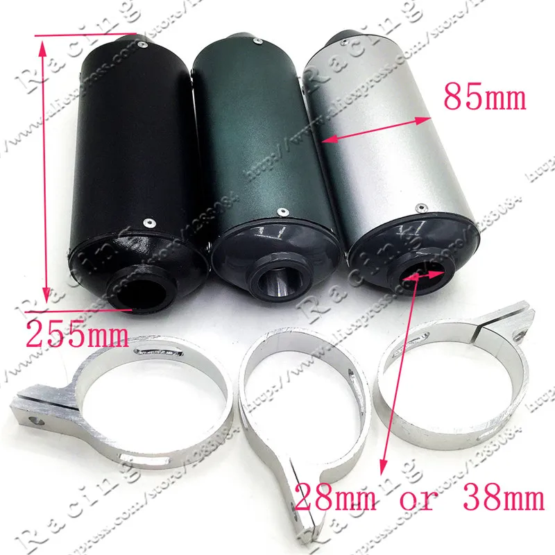 38mm 28mm  Motorcycle Exhaust Muffler Tip Pipe for 125 150 160cc Dirt Pit Bike ATV black Grey Kayo BSE images - 6