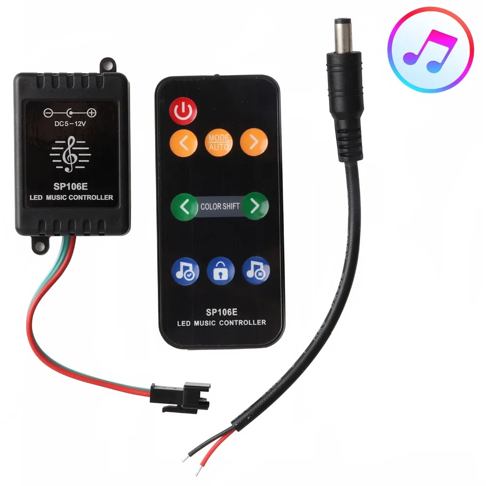DC5 ~ 12 V WS2812B музыкальный контроллер светодиодный пиксель РЧ беспроводной пульт