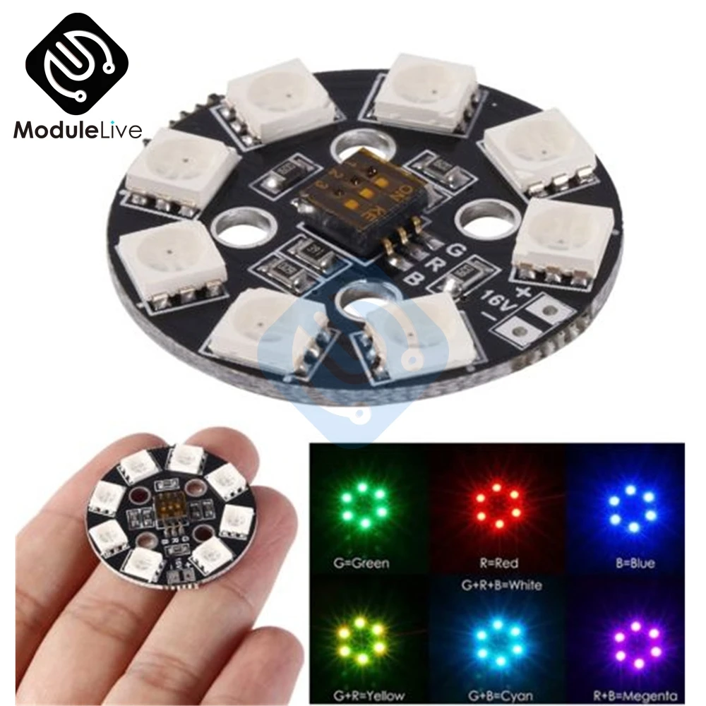 7 цветов RGB светодиодный круглая пластина 5050X8/16 V для Мультикоптер FPV RC F17710