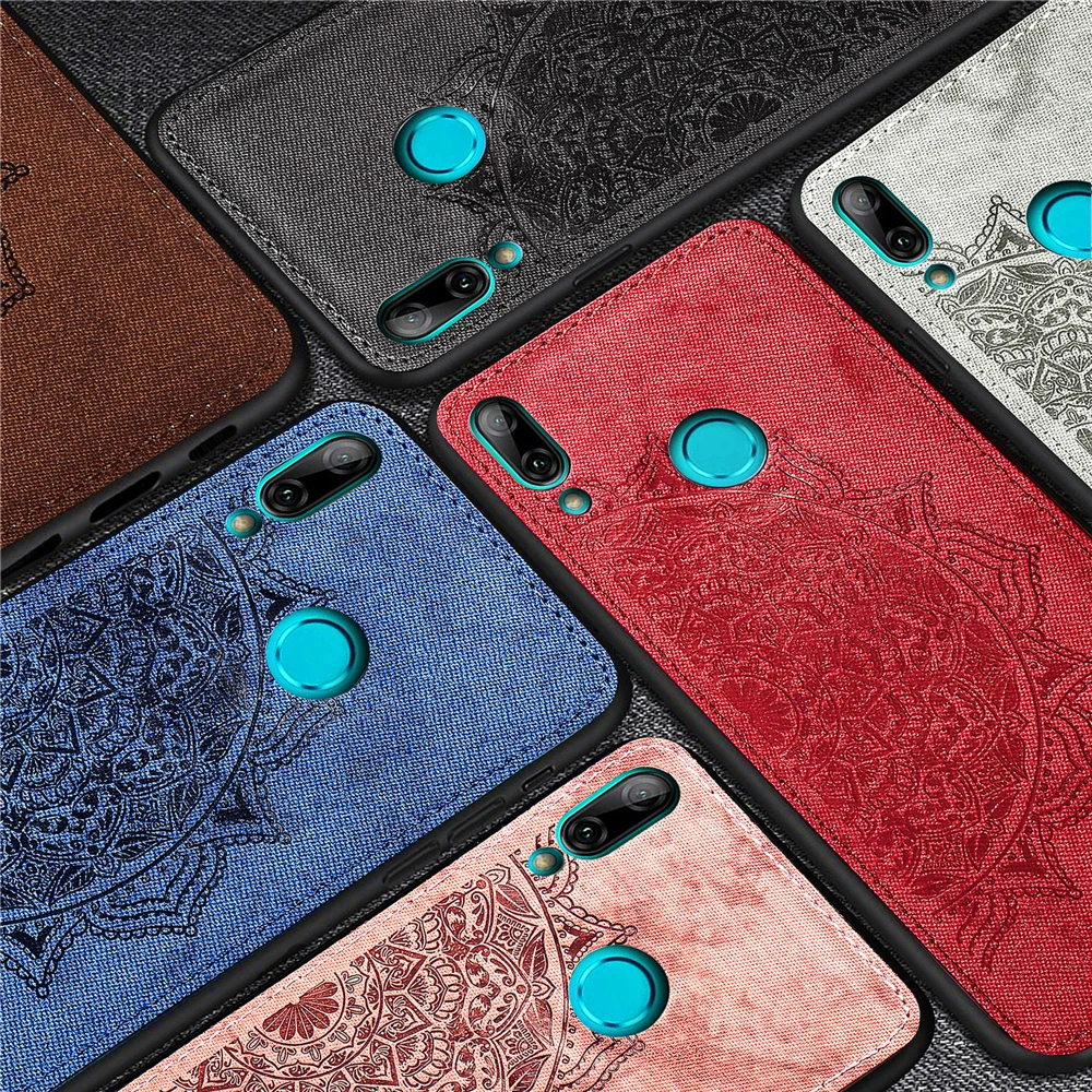 Элегантный чехол с текстурой ткани для Huawei Y7 2019, крышка Coque, на магнитный автомобильный держатель, защита.