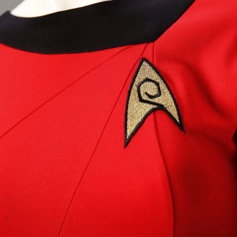 Высокое качество Startreks женская униформа платье Duty TOS Косплей Костюм ST Красный Синий Хэллоуин Вечерние