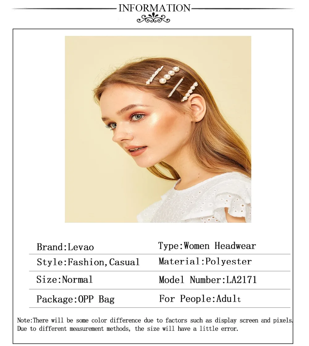 Levao New Fashion Girls Irregular Hairpins Faux Pearl Decor Hair Clips 4pcs Geometric Gold Alloy Hair Accessories for Women