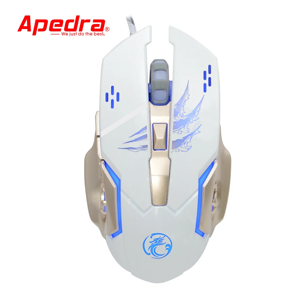 Эргономичная Проводная игровая мышь Apedra A8 3200DPI USB светодиодный четырехцветный