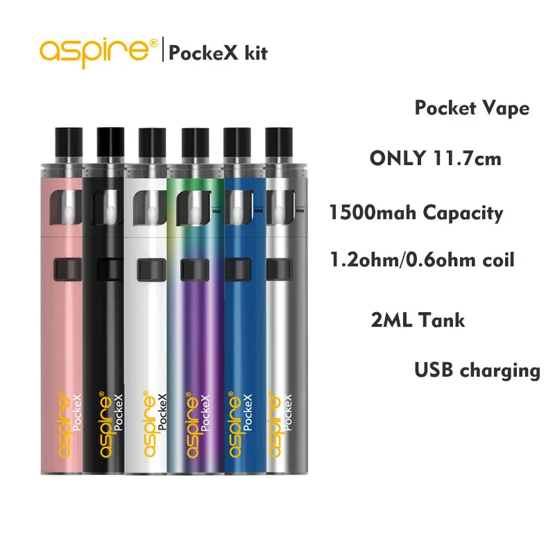 Aspire pockex Карманный AIO комплект со встроенной батареей 1500 мАч 2 мл емкость 0.6ohm