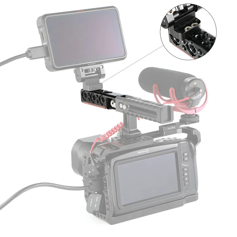 Клетка для камеры SmallRig DSLR с ручкой и верхней ручкой, прямое удлинение с 1/4 отверстиями для резьбы и отверстиями для определения местоположения Arri HTR2297
