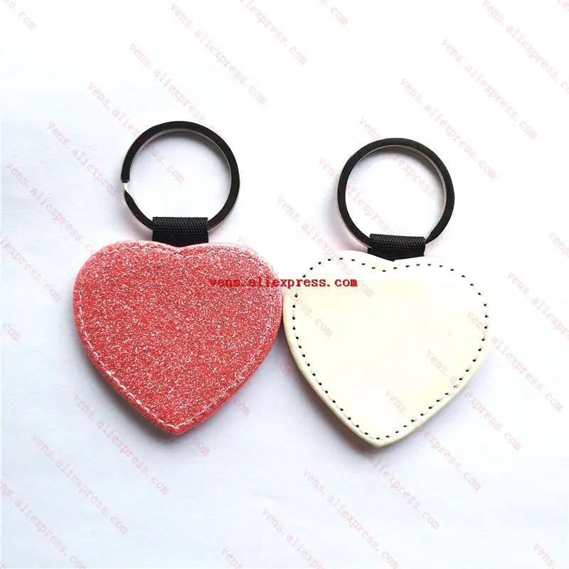 glitter pink-heart Сублимационная пустая кожа квадратной формы брелки прямоугольник сердце круглый брелок горячая передача печать кожаный материал 10 шт./партия - Цвет: glitter pink-heart