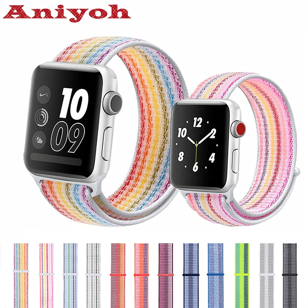 Aniyoh тканый ремешок для Apple Watch 40 мм 44 38 нейлоновая петля полоса браслет ремень