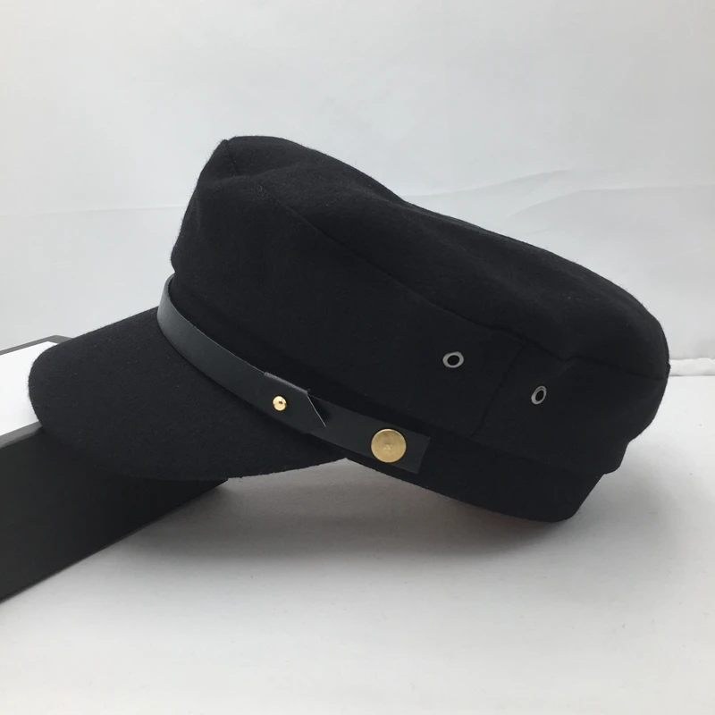 Wool, navy star in same hat black belt in Europe and the female student cap cap hat Visors