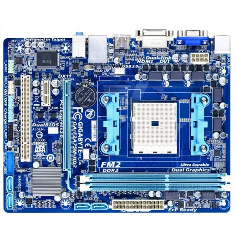 Для Gigabyte GA F2A75M HD2 Original использовали материнскую плату 2A75M A75 разъем FM2 DDR3 USB3.0