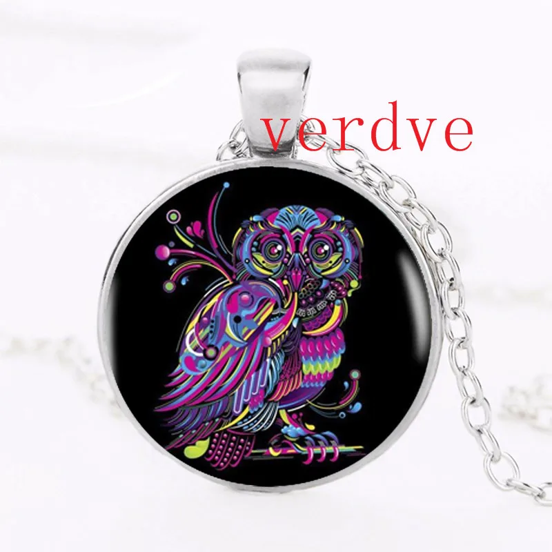 

2017 Colorful Owl Pendant Choker Necklace For Women Dress Accessories Hand Craft Jewelry Glass Dome Necklaces