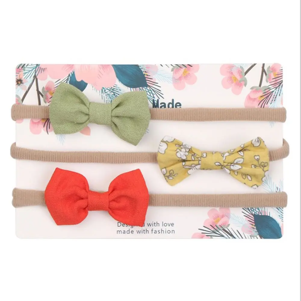Повязка на голову для девочек 3 шт./компл. разноцветная с бантом повязка головной