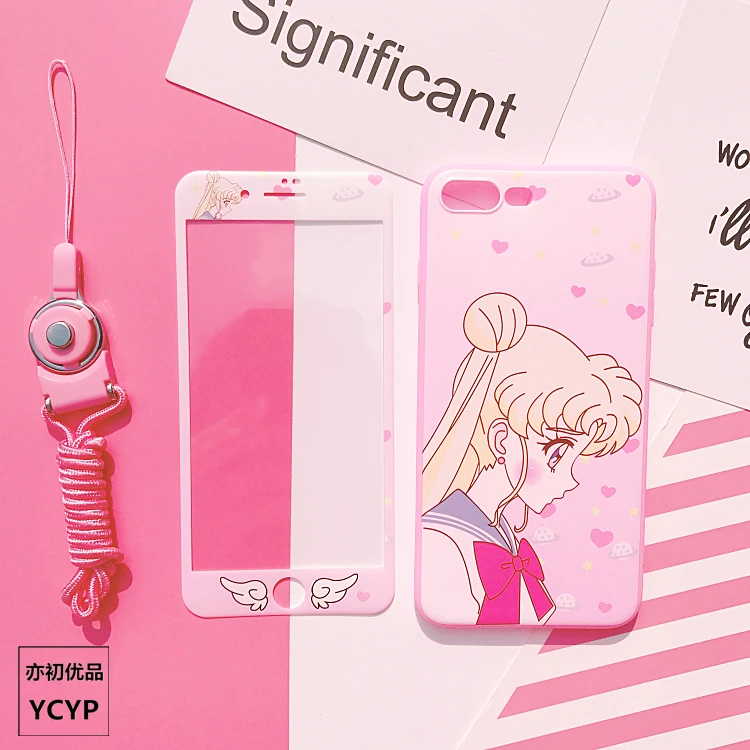P20 pro Sailor Moon Case +Tempered Glass Screen film Pink girl case for Huawei Nova2S/3/3E/P20/P10/P10plus/mate9/10 Back Cover |