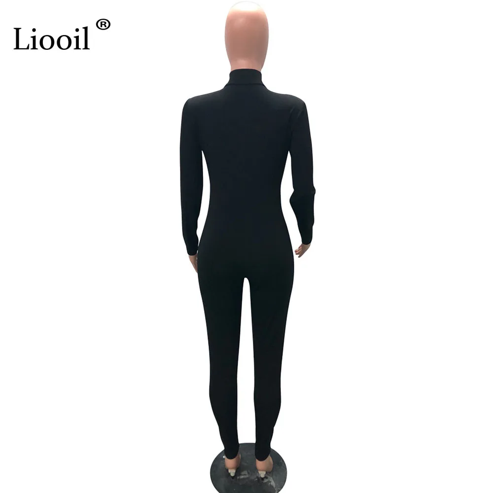 Liooil, комбинезон с длинным рукавом, женский, s, комбинезон, весна, водолазка, на молнии, обтягивающие, для женщин, для тренировок, комбинезоны, спандекс, сексуальные женские комбинезоны